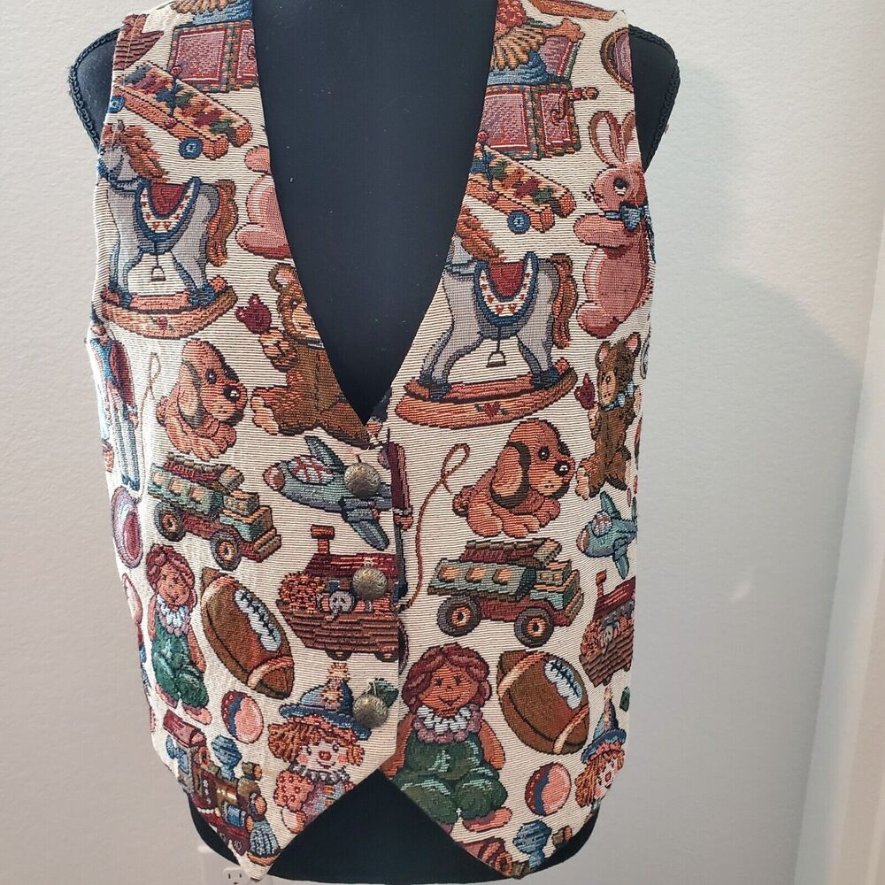 Vintage Jaclyn T San Francisco Toy Embroidered 90's Vest Medium Toys Noah's Ark
